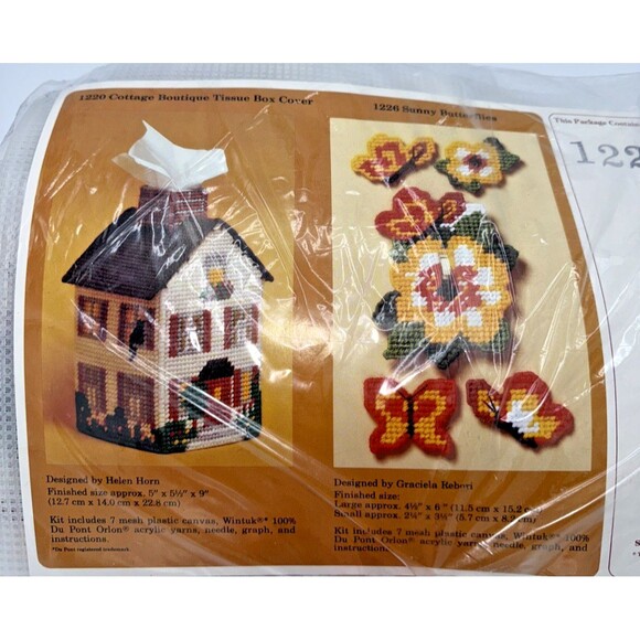 Vintage The Creative Circle Stitchery KIT  #1220, 1226 USA Butterflies & Cottage - Picture 14 of 14